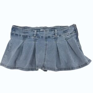 Almost Famous Y2K Blue Micro Mini Denim Skirt Skort Sz XL Grunge Academia